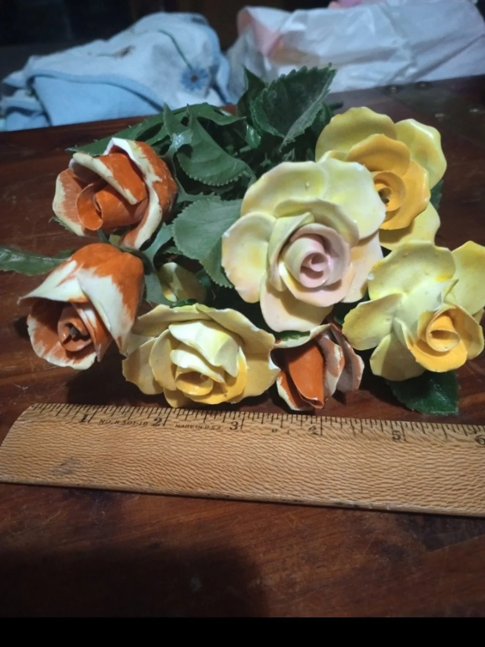 Handcrafted Metal Rose Bouquet in Yellow and Orange - Home Accents